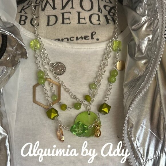 Handmade multi color beaded charms  necklace - Picture 3 of 4